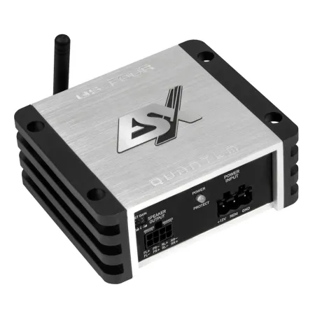 Vista lateral del amplificador compacto ESX Quantum QS-FOUR-BT