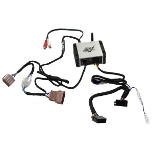 Amplificador compacto ESX Quantum QS-TWO-BT-ISO con sus componentes y cableado instalados