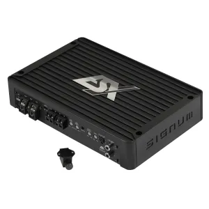 Vista lateral del amplificador ESX Signum SE1500.1 y su controlador incluido