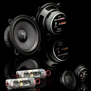 Vista de todos los componentes de el kit de altavoces Gladen Gamma 130.2