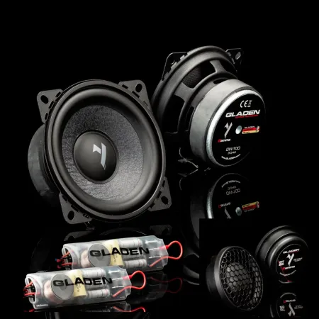 Componentes del kit de altavoces de vías separadas Gladen Gamma 100.2