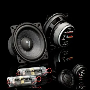 Componentes del kit de altavoces de vías separadas Gladen Gamma 100.2
