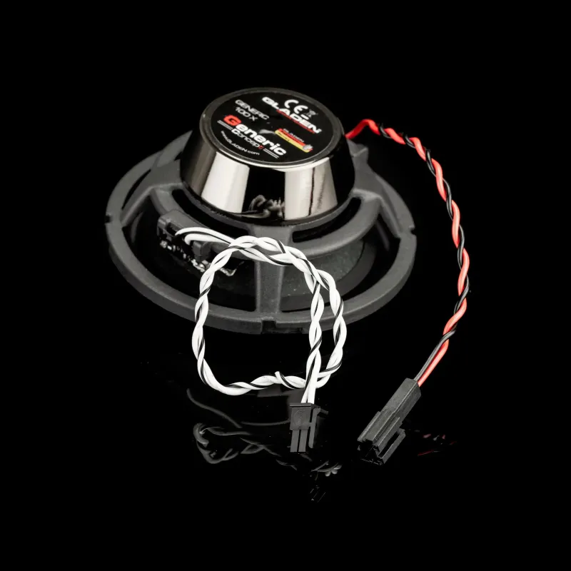 Vista mostrando las conexiones del woofer incluido en el kit de altavoces coaxiales y filtros Gladen Generic 100.2-X