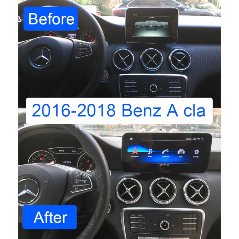 Comparación de antes y después de la instalación en un mercedes clase A cla