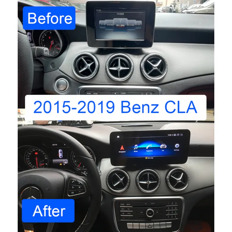 Comparación antes y después de la instalación en un mercedes CLA