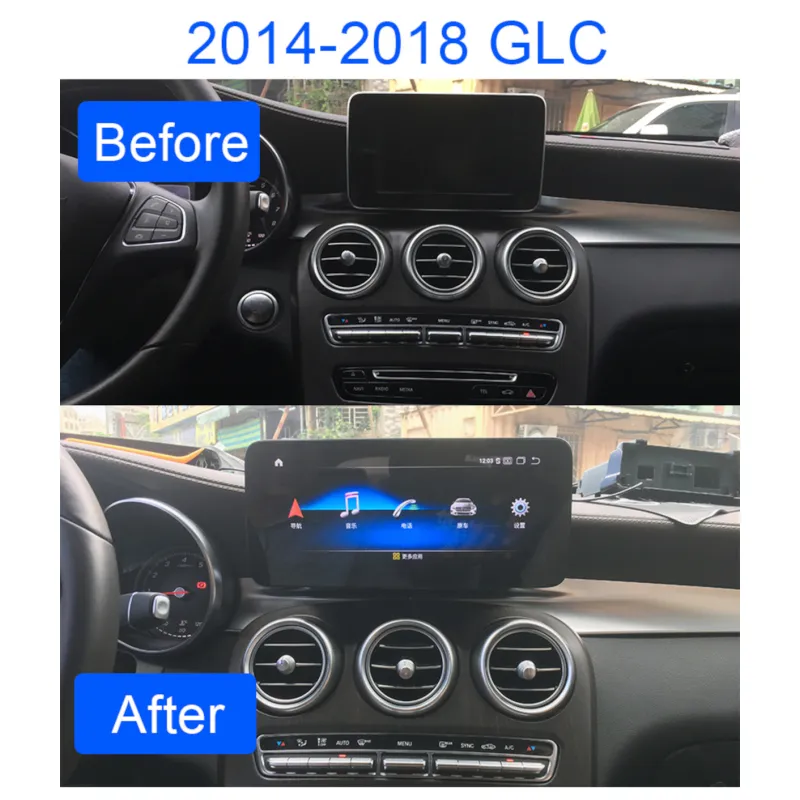 Comparación de antes y después de la instalación en un mercedes GLC