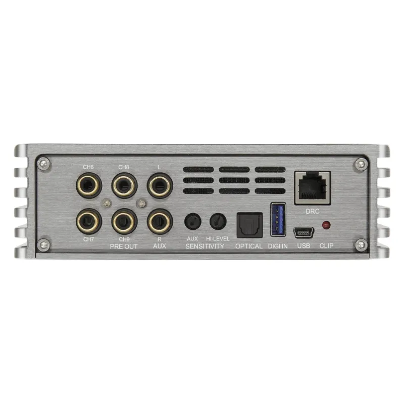 Vista de las entradas de alta y de baja del amplificador con DSP Musway M5-512K