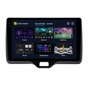 Pantalla Android para Toyota Yaris mostrando los menús disponibles.