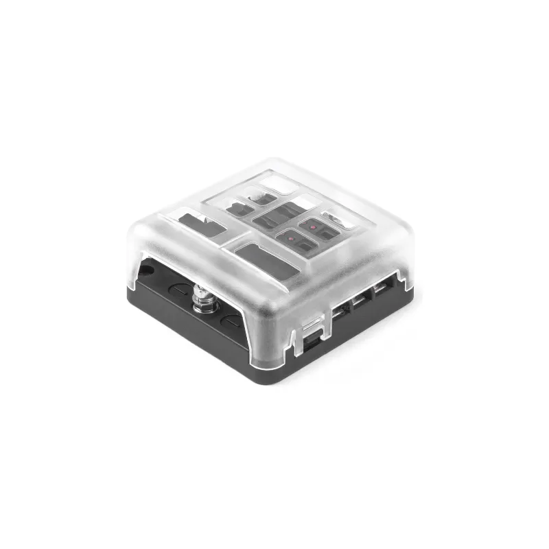 Portafusibles cerámica de 6 tomas con carril negativo y LED