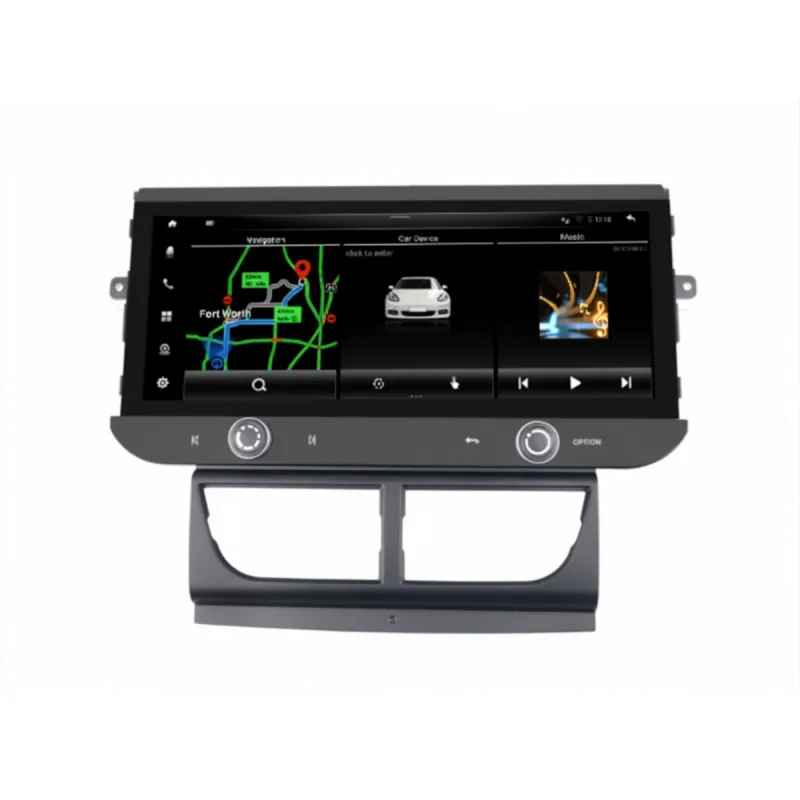 Vista frontal mostrando el menú de la pantalla Android para Porsche macan 2010-2017