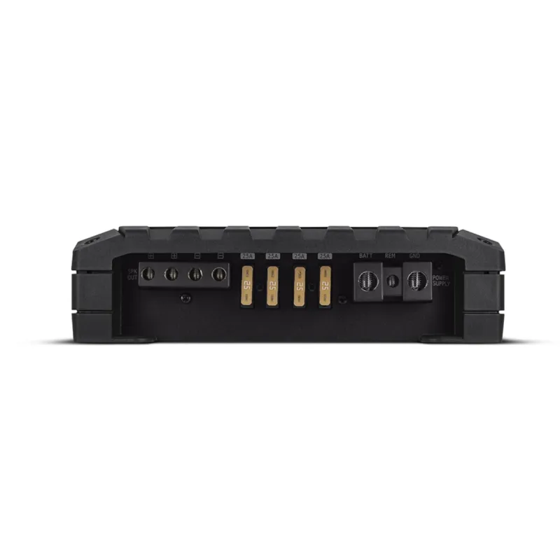 Terminales de alimentación, fusibles y salida de altavoz del amplificador Alpine S2-A120M