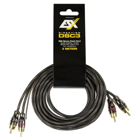 Cable RCA ESX DSC3 de 3 metros con cobre OFC, conectores dorados y remote para amplificador