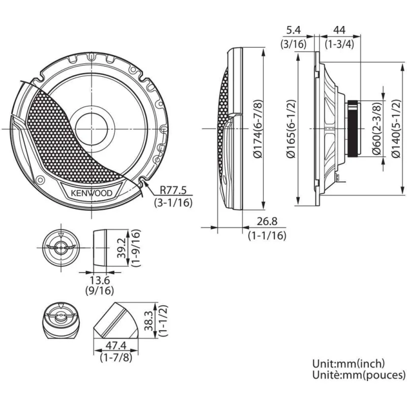 Altavoces 17cm Kenwood, 2 vías separadas
